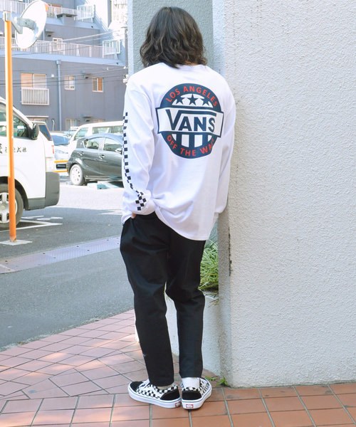 VANS(バンズ)の「別注:VANS/ヴァンズ Native American&Checker L/S T-Shirts(Tシャツ/カットソー・メンズ・ホワイト/ブラック・S/M/L)」の6枚目の写真
