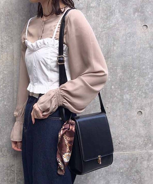 one after another NICE CLAUP（ワンアフターアナザーナイスクラップ）の「スカーフ付き合皮ショルダーバッグ（ショルダーバッグ・レディース・ブラック/ダークブラウン/モカ・FREE）」の11枚目の写真