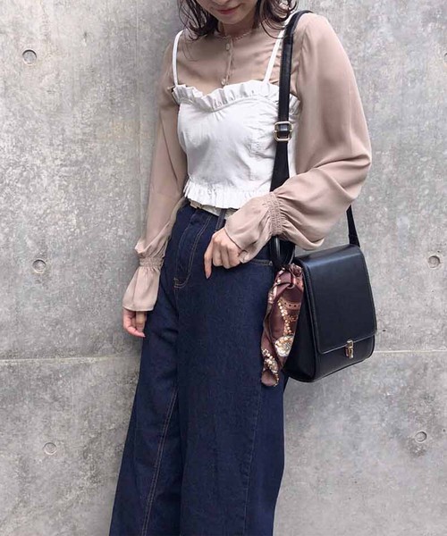 one after another NICE CLAUP（ワンアフターアナザーナイスクラップ）の「スカーフ付き合皮ショルダーバッグ（ショルダーバッグ・レディース・ブラック/ダークブラウン/モカ・FREE）」の10枚目の写真