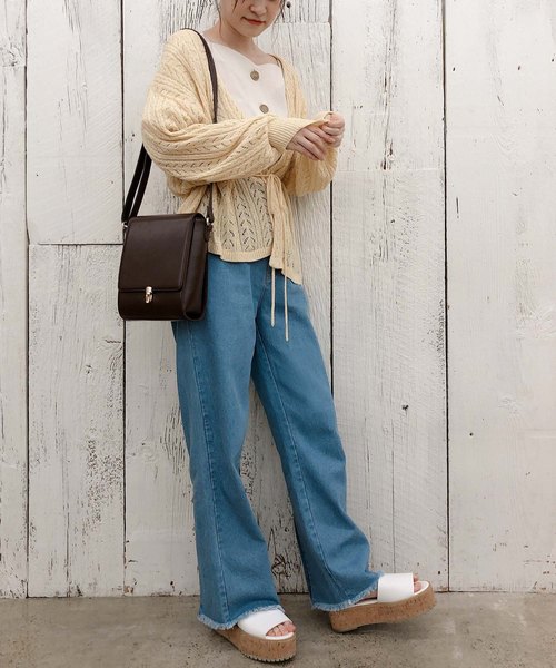 one after another NICE CLAUP（ワンアフターアナザーナイスクラップ）の「スカーフ付き合皮ショルダーバッグ（ショルダーバッグ・レディース・ブラック/ダークブラウン/モカ・FREE）」の15枚目の写真