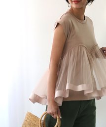 classicalelf | リボンテープ×チュールレースのカットソー(Tシャツ/カットソー)