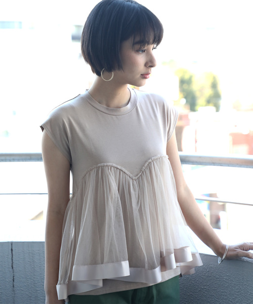 classicalelf（クラシカルエルフ）の「リボンテープ×チュールレースのカットソー（Tシャツ/カットソー・レディース・ブラック/ベージュ/モカ・MEDIUM/LARGE/X-LARGE）」の14枚目の写真