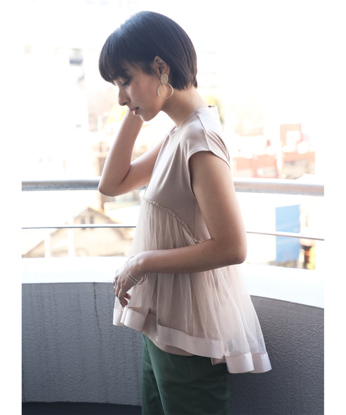 classicalelf（クラシカルエルフ）の「リボンテープ×チュールレースのカットソー（Tシャツ/カットソー・レディース・ブラック/ベージュ/モカ・MEDIUM/LARGE/X-LARGE）」の15枚目の写真