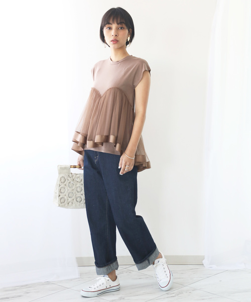 classicalelf（クラシカルエルフ）の「リボンテープ×チュールレースのカットソー（Tシャツ/カットソー・レディース・ブラック/ベージュ/モカ・MEDIUM/LARGE/X-LARGE）」の22枚目の写真