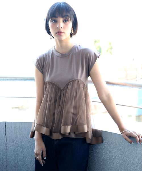 classicalelf（クラシカルエルフ）の「リボンテープ×チュールレースのカットソー（Tシャツ/カットソー・レディース・ブラック/ベージュ/モカ・MEDIUM/LARGE/X-LARGE）」の19枚目の写真