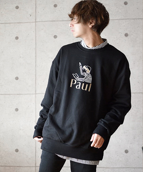 kutir（クティール）の「オーバーシルエット レトロプリント裏毛スウェット（スウェット・メンズ・ブラック/ベージュ/カーキ・MEDIUM/LARGE）」の2枚目の写真