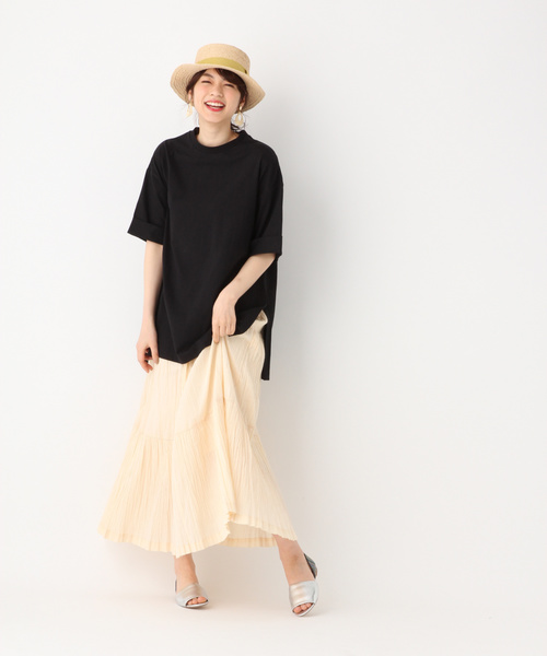 GLOBAL WORK（グローバルワーク）の「USAチュニックT【UVケア】/817520（Tシャツ/カットソー・レディース・ホワイト/ブラック/アイボリー/フューシャピンク/カーキ・MEDIUM/LARGE）」の6枚目の写真