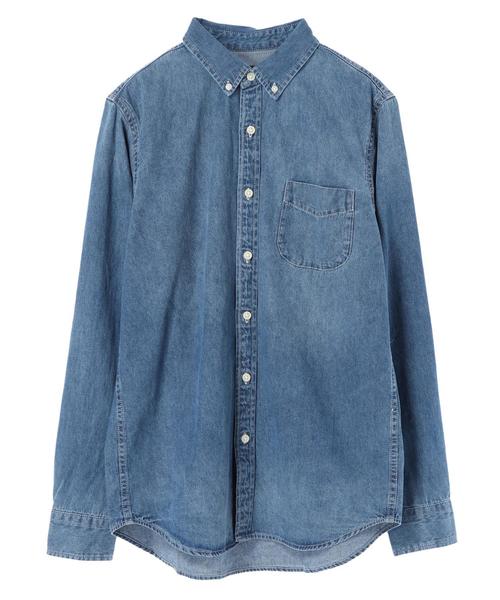 CRAFT STANDARD BOUTIQUE(クラフトスタンダードブティック)の「ボタンダウンデニムシャツ ☆○(シャツ/ブラウス・メンズ・ライトインディゴブルー/インディゴブルー・L/M)」の4枚目の写真