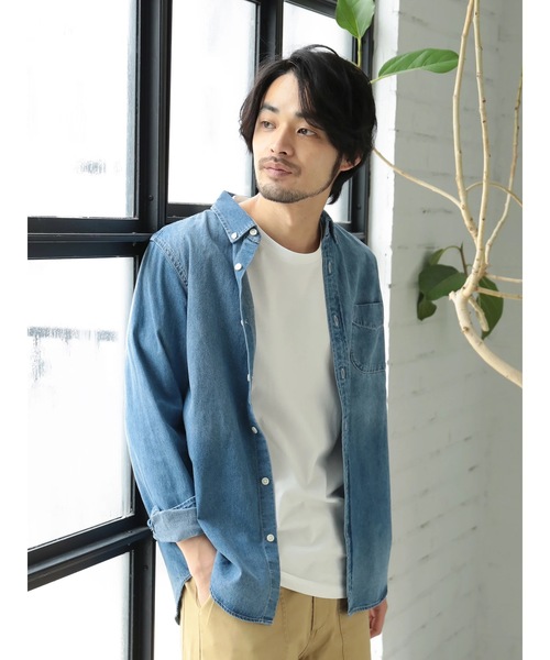 CRAFT STANDARD BOUTIQUE(クラフトスタンダードブティック)の「ボタンダウンデニムシャツ ☆○(シャツ/ブラウス・メンズ・ライトインディゴブルー/インディゴブルー・L/M)」の2枚目の写真