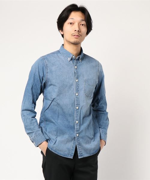 CRAFT STANDARD BOUTIQUE(クラフトスタンダードブティック)の「ボタンダウンデニムシャツ ☆○(シャツ/ブラウス・メンズ・ライトインディゴブルー/インディゴブルー・L/M)」の3枚目の写真