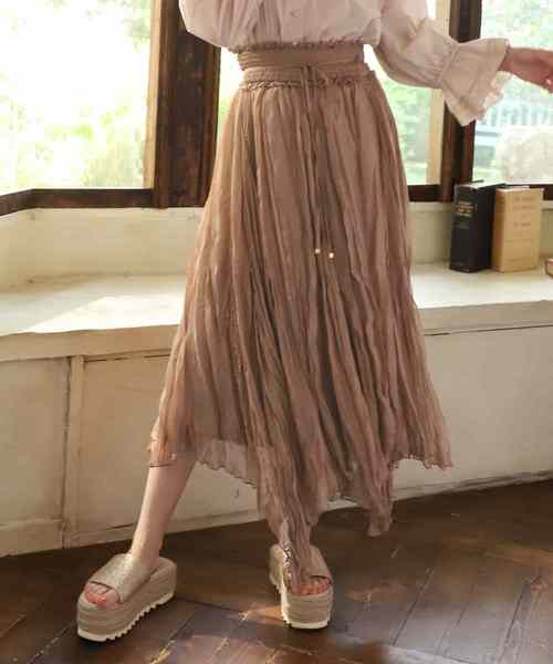 one after another NICE CLAUP（ワンアフターアナザーナイスクラップ）の「トレンドアシンメトリースカート（スカート・レディース・ベージュ/アイボリー/グリーン系その他/テラコッタ・FREE）」の4枚目の写真