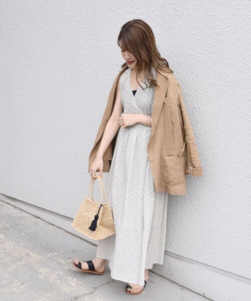 SHIPS(シップス)の「小紋プリントカシュクールワンピース◇(ワンピース・レディース・ライトブルー/ナチュラル・ONE SIZE)」の8枚目の写真