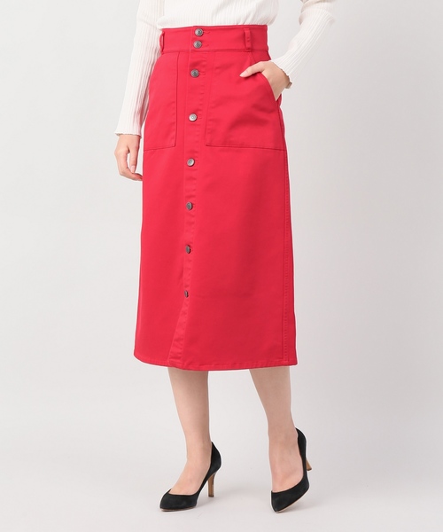 アルマーニ タイトスカート レディース カーキ ボタンフロント