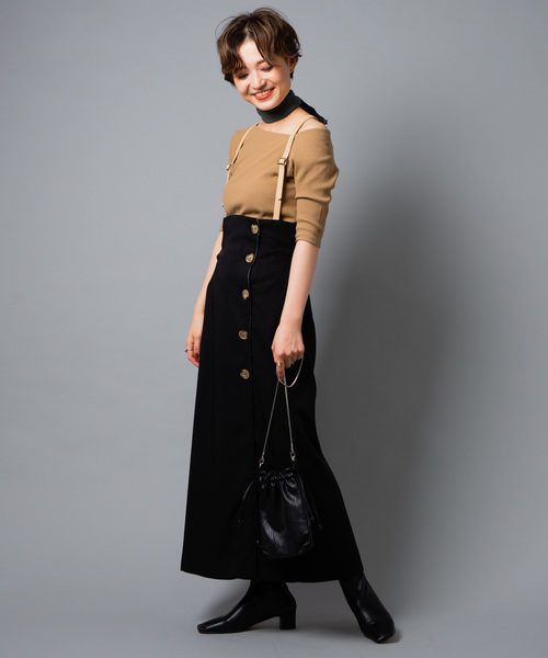 Aunt Marie's（アントマリーズ）の「AUNT MARIE'S レザーサス付きハイウエストナロースカート（スカート・レディース・ブラック/ベージュ/グレー・FREE）」の22枚目の写真