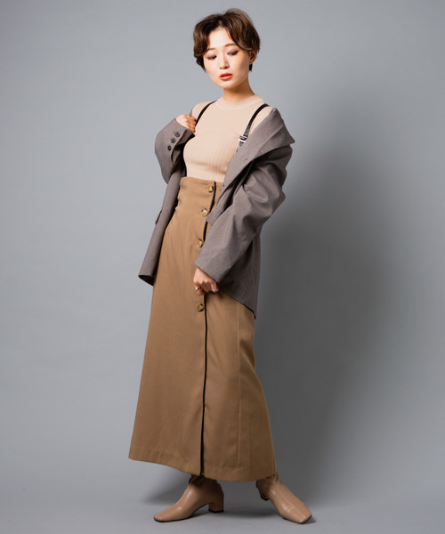 Aunt Marie's（アントマリーズ）の「AUNT MARIE'S レザーサス付きハイウエストナロースカート（スカート・レディース・ブラック/ベージュ/グレー・FREE）」の6枚目の写真