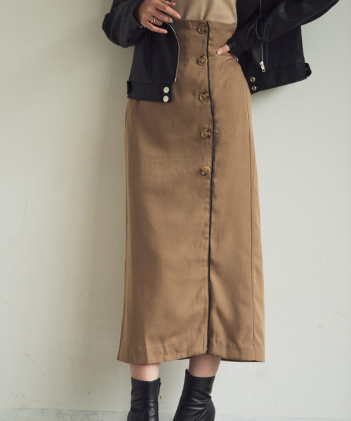 Aunt Marie's（アントマリーズ）の「AUNT MARIE'S レザーサス付きハイウエストナロースカート（スカート・レディース・ブラック/ベージュ/グレー・FREE）」の12枚目の写真