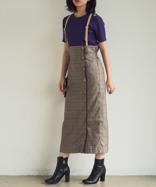 Aunt Marie's（アントマリーズ）の「AUNT MARIE'S レザーサス付きハイウエストナロースカート（スカート・レディース・ブラック/ベージュ/グレー・FREE）」の4枚目の写真