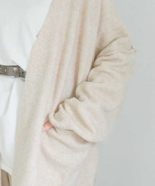 select MOCA（セレクトモカ）の「リンギングオーバーシルエットニットカーディガン/シンプルミドル丈ルーズカーディガン（カーディガン/ボレロ・レディース・ベージュ/ヘザーグレー・FREE）」の10枚目の写真