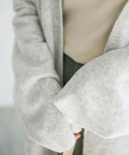 select MOCA（セレクトモカ）の「リンギングオーバーシルエットニットカーディガン/シンプルミドル丈ルーズカーディガン（カーディガン/ボレロ・レディース・ベージュ/ヘザーグレー・FREE）」の18枚目の写真