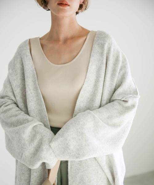 select MOCA（セレクトモカ）の「リンギングオーバーシルエットニットカーディガン/シンプルミドル丈ルーズカーディガン（カーディガン/ボレロ・レディース・ベージュ/ヘザーグレー・FREE）」の19枚目の写真