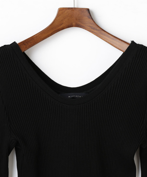 martinique(マルティニーク)の「martinique/リブUネックカットソー(Tシャツ/カットソー・レディース・ブラック/オフホワイト・FREE)」の4枚目の写真