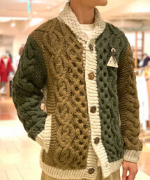 GLOSTER | 【HIMALAYAN CLIMBER’S HAND-KNIT/ヒマラヤンクライマーズハンドニット】配色 ショールカーディガン アラン編み クレイジーパターン #HCK-19F10(カーディガン/ボレロ)
