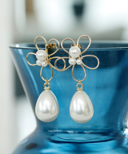 ワイヤーフラワーパールピアス ピアス 両耳用 Pourvous プールヴー のファッション通販 Zozotown