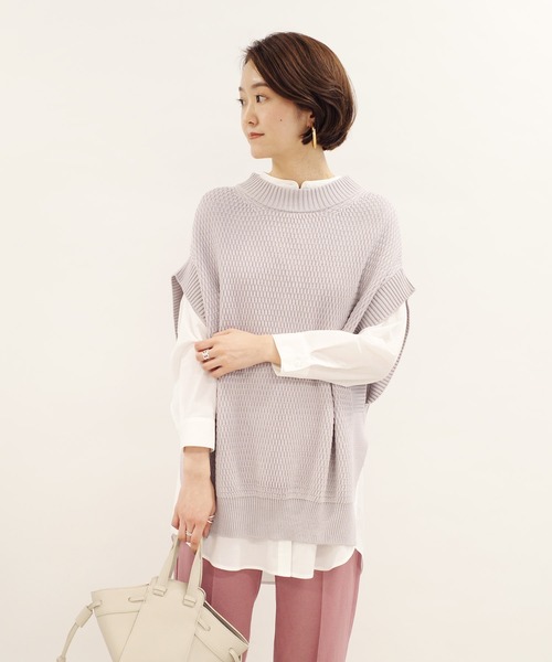 DouDou（ドゥドゥ）の「ニットベスト×シャツセット（ニット/セーター・レディース・ライトグレー/ライトベージュ・FREE）」の8枚目の写真