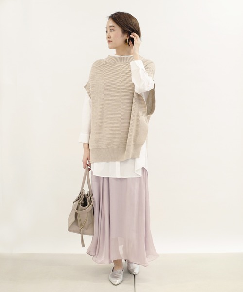 DouDou（ドゥドゥ）の「ニットベスト×シャツセット（ニット/セーター・レディース・ライトグレー/ライトベージュ・FREE）」の16枚目の写真