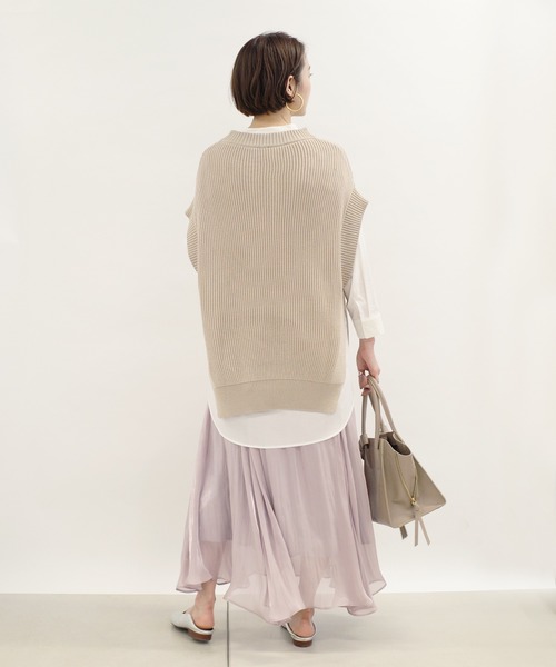 DouDou（ドゥドゥ）の「ニットベスト×シャツセット（ニット/セーター・レディース・ライトグレー/ライトベージュ・FREE）」の22枚目の写真