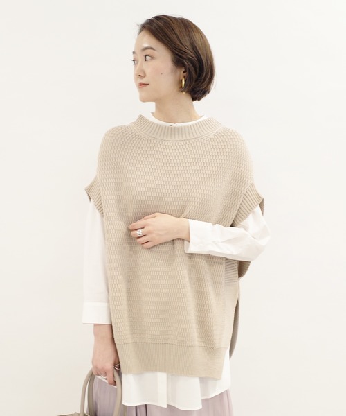 DouDou（ドゥドゥ）の「ニットベスト×シャツセット（ニット/セーター・レディース・ライトグレー/ライトベージュ・FREE）」の9枚目の写真