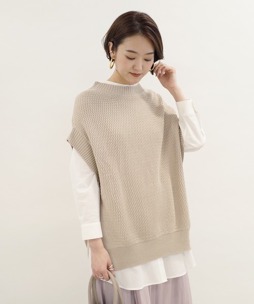 DouDou（ドゥドゥ）の「ニットベスト×シャツセット（ニット/セーター・レディース・ライトグレー/ライトベージュ・FREE）」の13枚目の写真