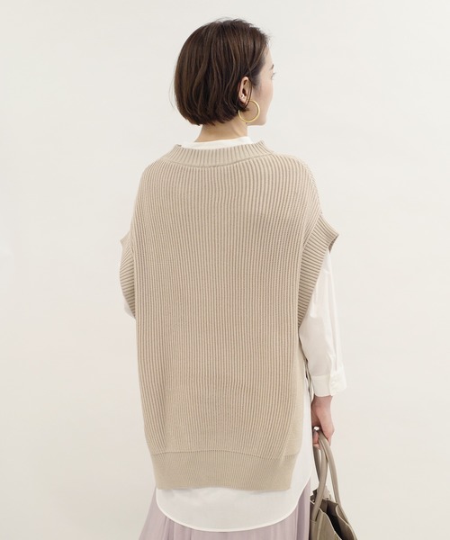 DouDou（ドゥドゥ）の「ニットベスト×シャツセット（ニット/セーター・レディース・ライトグレー/ライトベージュ・FREE）」の3枚目の写真