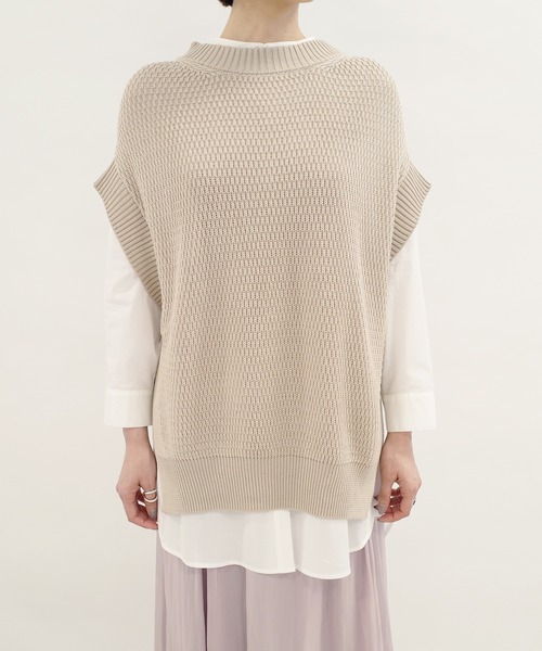 DouDou（ドゥドゥ）の「ニットベスト×シャツセット（ニット/セーター・レディース・ライトグレー/ライトベージュ・FREE）」の6枚目の写真