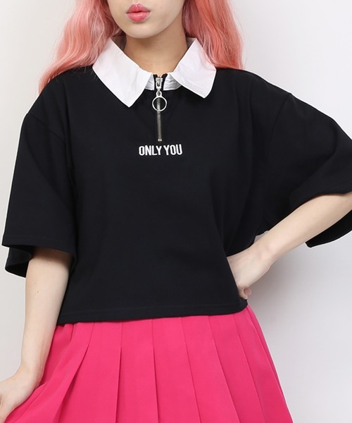 WC(ダブル シー)の「WC/ロゴラガーハーフジップショートTシャツ(Tシャツ/カットソー・レディース・パープル/イエロー/ブラック・FREE)」の2枚目の写真