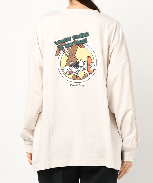 SpRay(スプレイ)の「キャロットファームBIG Tシャツ(Tシャツ/カットソー・レディース・オフホワイト/スミクロ/ライトベージュ/ブルー/ラベンダー・FREE)」の9枚目の写真