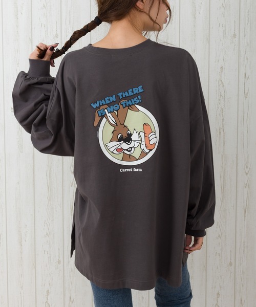 SpRay(スプレイ)の「キャロットファームBIG Tシャツ(Tシャツ/カットソー・レディース・オフホワイト/スミクロ/ライトベージュ/ブルー/ラベンダー・FREE)」の1枚目の写真