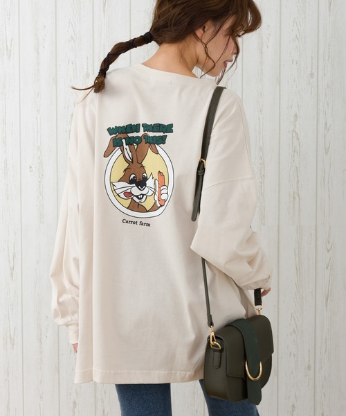 SpRay(スプレイ)の「キャロットファームBIG Tシャツ(Tシャツ/カットソー・レディース・オフホワイト/スミクロ/ライトベージュ/ブルー/ラベンダー・FREE)」の3枚目の写真
