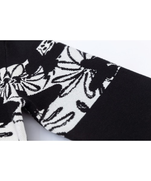 モノクロ花柄ニット セーター ニット セーター Aimoha アイモハ のファッション デザイナーズブランド aw トップス 秋冬 個性派 Aimoha Men 秋冬 個性派