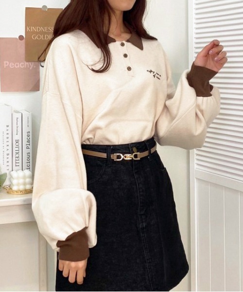 apres jour(アプレジュール)の「刺繍ポロニット【ZOZOTOWN限定アイテム】(ニット/セーター・レディース・ブラック/モカ/ブラウン系その他・X-LARGE/フリー)」の6枚目の写真