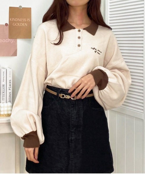 apres jour(アプレジュール)の「刺繍ポロニット【ZOZOTOWN限定アイテム】(ニット/セーター・レディース・ブラック/モカ/ブラウン系その他・X-LARGE/フリー)」の7枚目の写真