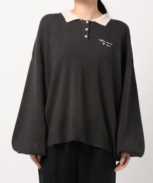 apres jour(アプレジュール)の「刺繍ポロニット【ZOZOTOWN限定アイテム】(ニット/セーター・レディース・ブラック/モカ/ブラウン系その他・X-LARGE/フリー)」の11枚目の写真