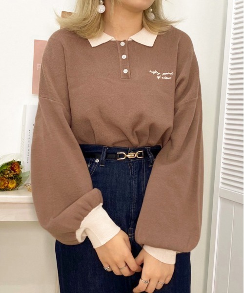 apres jour(アプレジュール)の「刺繍ポロニット【ZOZOTOWN限定アイテム】(ニット/セーター・レディース・ブラック/モカ/ブラウン系その他・X-LARGE/フリー)」の21枚目の写真
