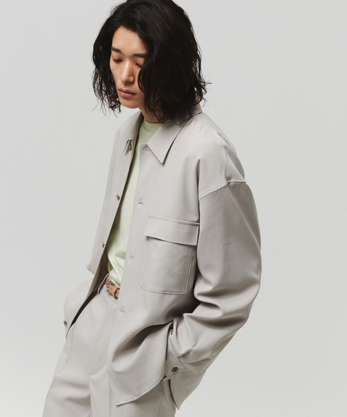 WYM LIDNM(ウィム バイ リドム)の「PE WIDE SHIRT(シャツ/ブラウス・メンズ・ベージュ/ブルー系その他/パープル系その他/ライトベージュ・S/M/L)」の3枚目の写真