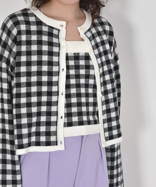 ダブルクローゼット　w closet ◆ 格子柄カーディガン　薄め　F 即発送 w closet（ダブルクローゼット）の「前後2WAYギンガムチェック