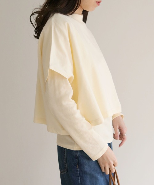 HER CLOSET(ハークローゼット)の「【HERCLOSET】ケープトップリブプルオーバーセット(Tシャツ/カットソー・レディース・ライトグレー/ブラック/アイボリー・M)」の7枚目の写真