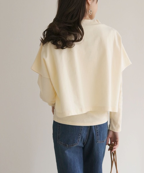 HER CLOSET(ハークローゼット)の「【HERCLOSET】ケープトップリブプルオーバーセット(Tシャツ/カットソー・レディース・ライトグレー/ブラック/アイボリー・M)」の15枚目の写真