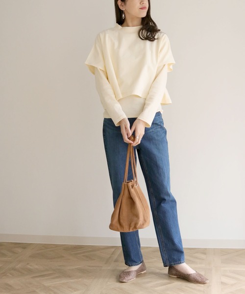 HER CLOSET(ハークローゼット)の「【HERCLOSET】ケープトップリブプルオーバーセット(Tシャツ/カットソー・レディース・ライトグレー/ブラック/アイボリー・M)」の10枚目の写真