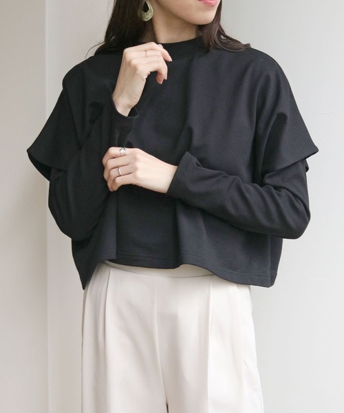 HER CLOSET(ハークローゼット)の「【HERCLOSET】ケープトップリブプルオーバーセット(Tシャツ/カットソー・レディース・ライトグレー/ブラック/アイボリー・M)」の13枚目の写真