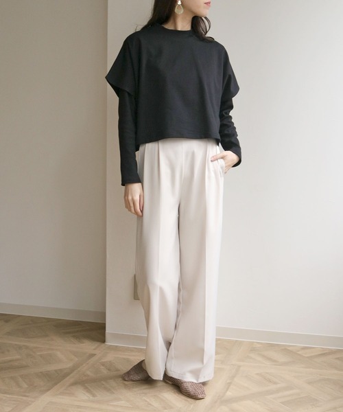 HER CLOSET(ハークローゼット)の「【HERCLOSET】ケープトップリブプルオーバーセット(Tシャツ/カットソー・レディース・ライトグレー/ブラック/アイボリー・M)」の19枚目の写真